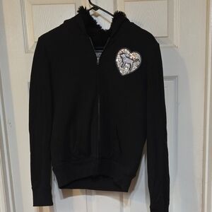 PINK Victoria's Secret Kids Black Jacket with Sequin Heart